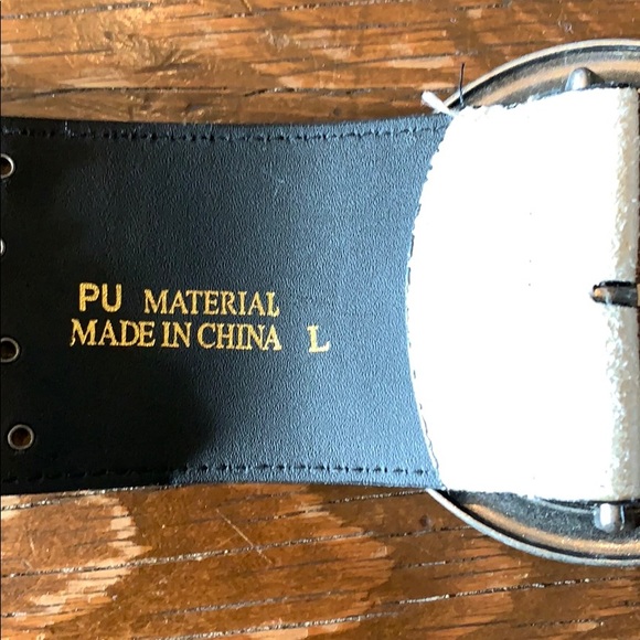 Large Offwhite Faux Leather Belt with Grommets - Picture 6 of 6